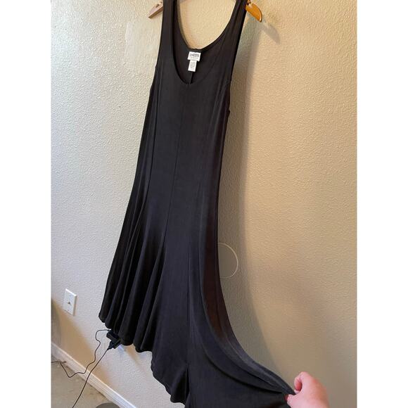 Chico’s Travelers Ribbed Stretchy Black U Neckline Midi Dress Size 1 (Medium) - Picture 2 of 11